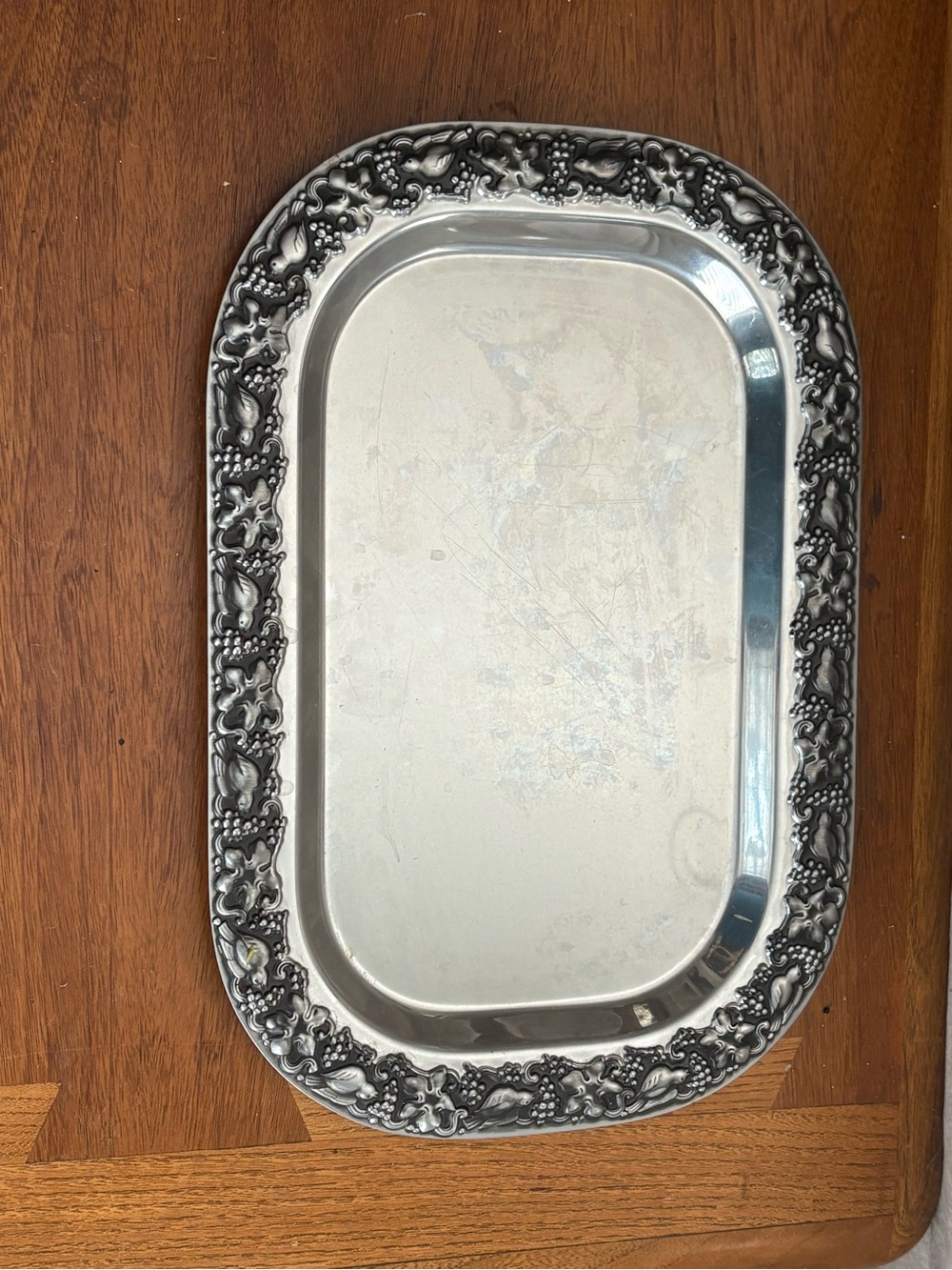 Ornate Silver-Tone Decorative Serving Tray - Classic Home Bath Accent